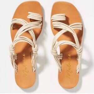 Matisse Rosie Cream Ivory Multi Strap Knotted Toe Loop Flat Sandals Womens 7M